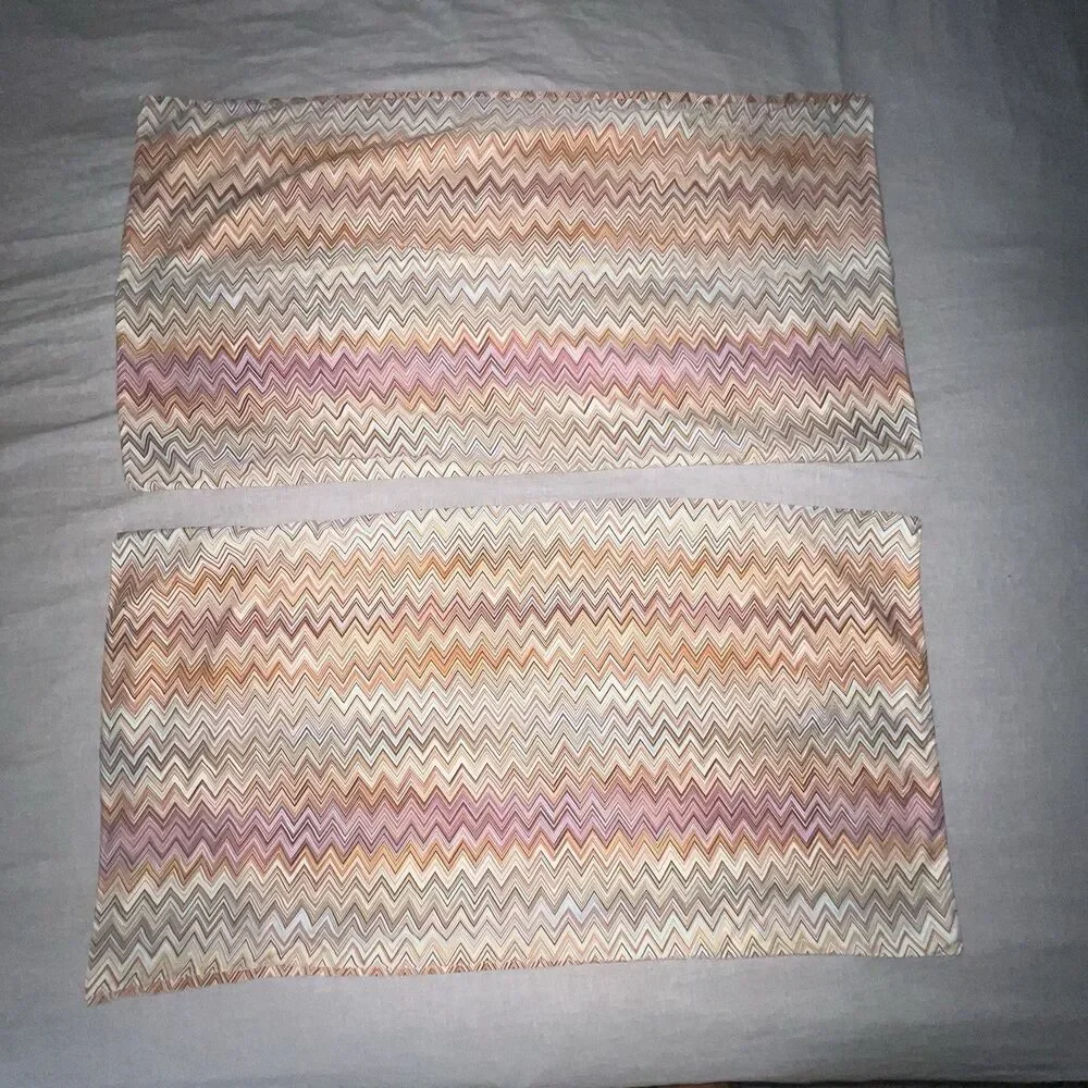 MISSONI HOME John Chevron ZigZag King Flat Sheet & 2 King Pillowcases 20X38”
